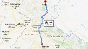 Delhi Leh Road Trip Map 300x167 